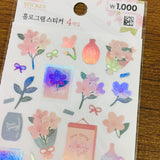 Daiso Korea Sakura Cheery Blossom Holo Sticker Sheets 4pc