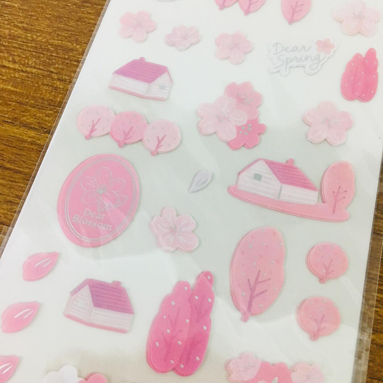 Daiso Korea Sakura Cheery Blossom Silver Foiled Sticker Sheets 4pc