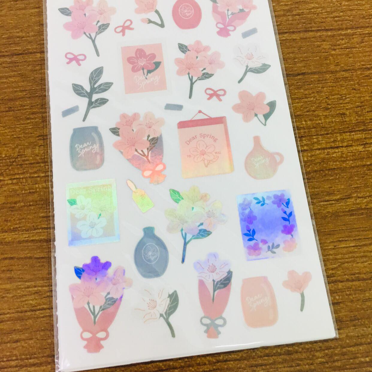 Daiso Korea Sakura Cheery Blossom Holo Sticker Sheets 4pc