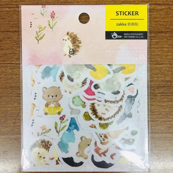 BERG x Pion Watercolor Animals Pink Sticker Flakes Pack