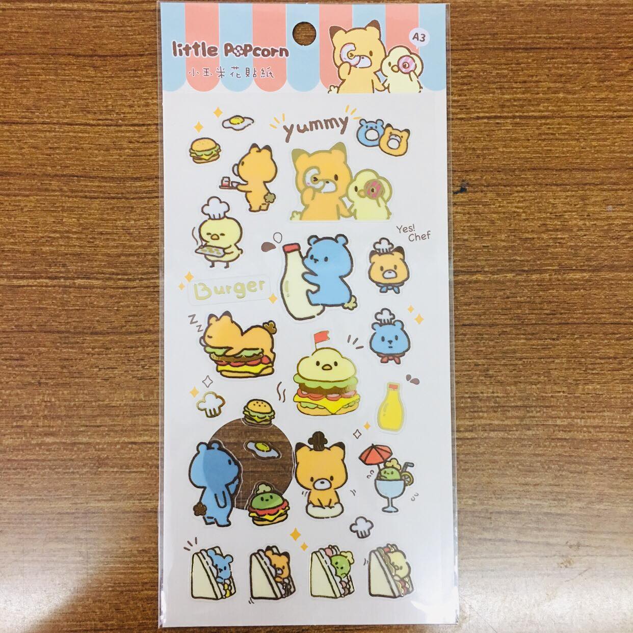 Little Popcorn Food Transparent Gold Foiled Sticker Sheet