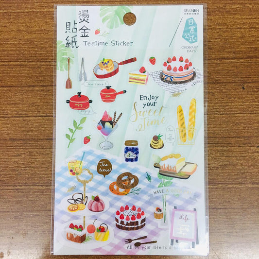 Season Paper Teatime Gold Foiled Transparent Sticker Sheet