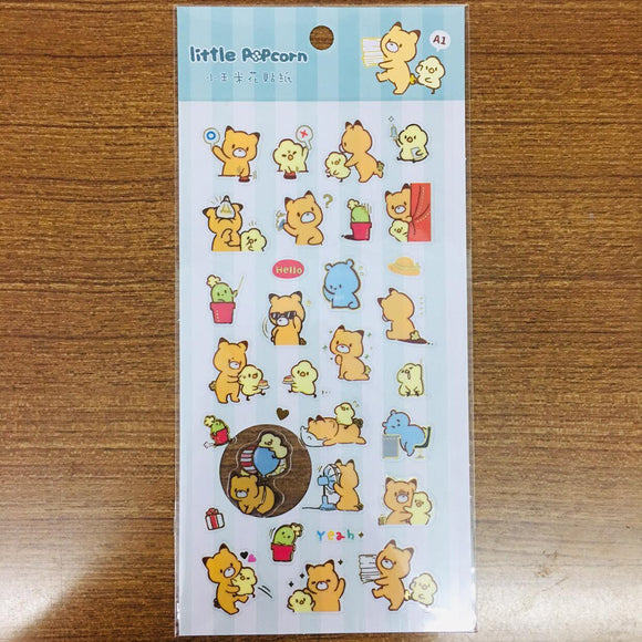 Little Popcorn Little Fox Transparent Gold Foiled Sticker Sheet