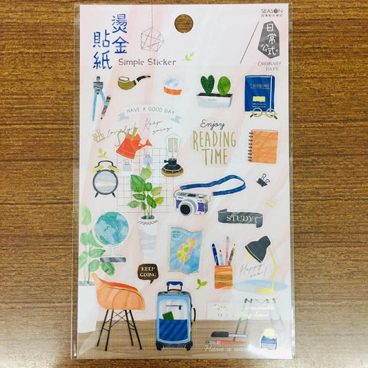 Season Paper Simple Gold Foiled Transparent Sticker Sheet
