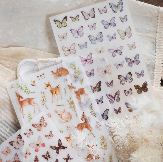 Loidesign Deer and Butterflies Transfer Sticker Sheets Pack
