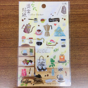 Season Paper Coffee Gold Foiled Transparent Sticker Sheet