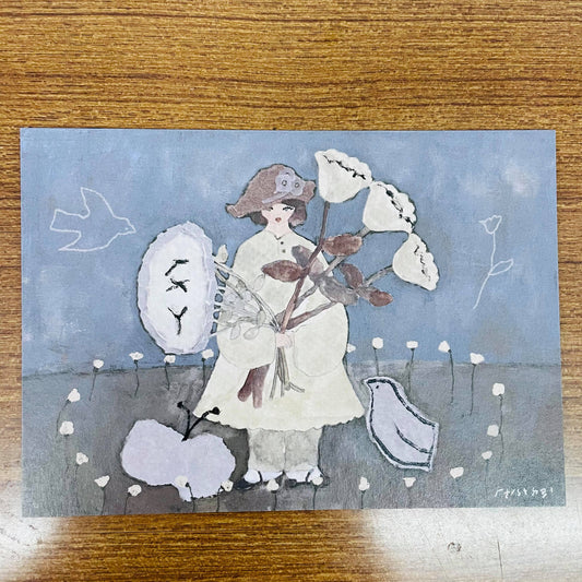 misshoegg Two Kinds of Flowers Illustrated Postcard