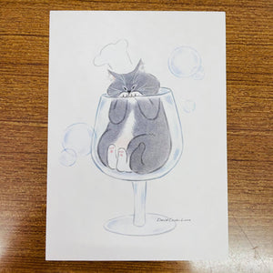Davidcookslove Cat on Glass Postcard