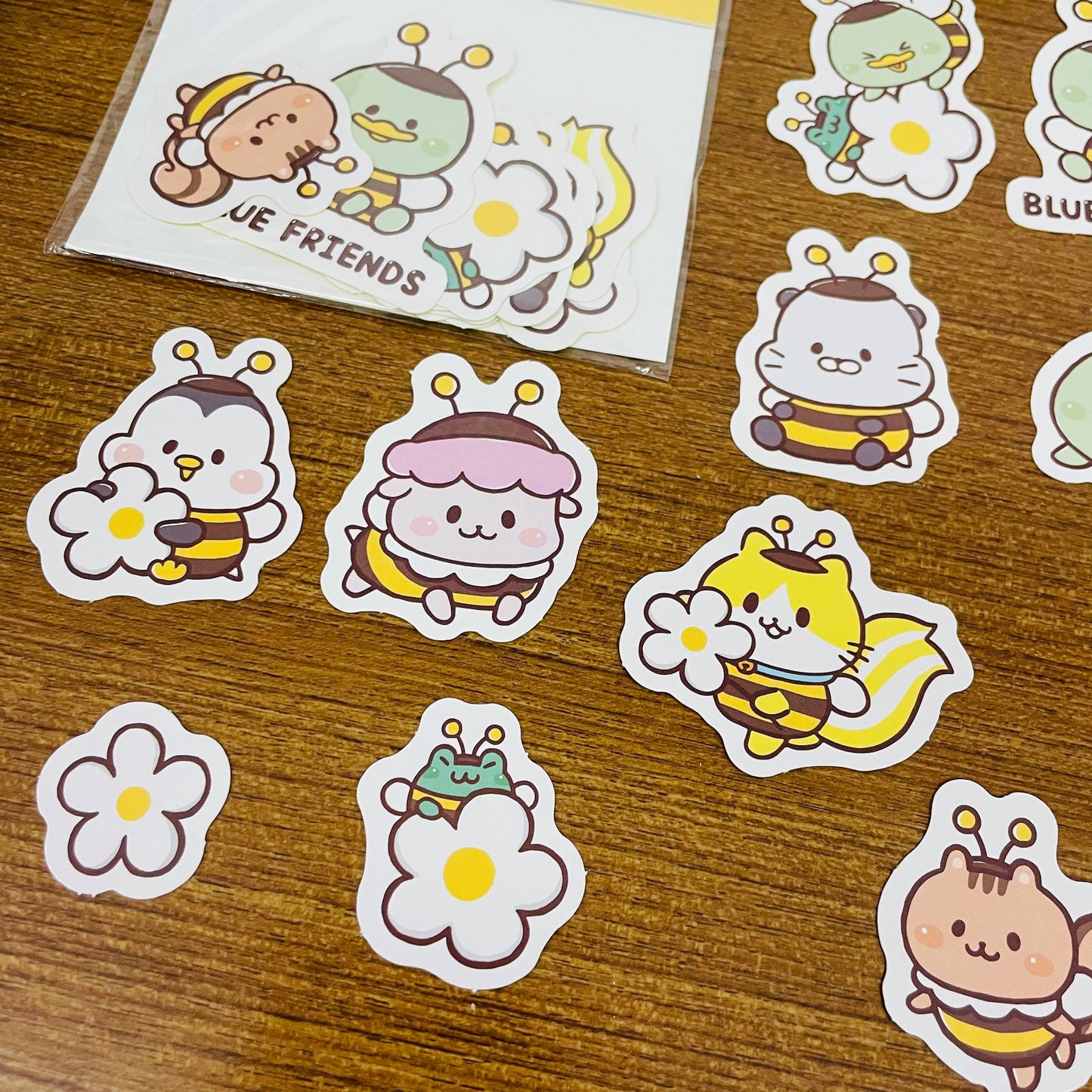 Blue Friends Yellow Bee Sticker Flakes Pack