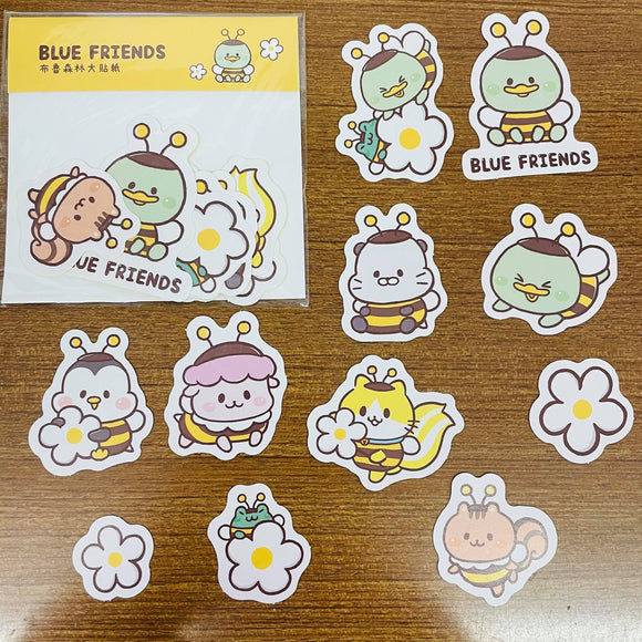 Blue Friends Yellow Bee Sticker Flakes Pack