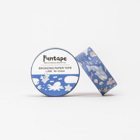 Funtape Bronzing Paper Foiled Sea Creatures Masking Washi Tape Roll