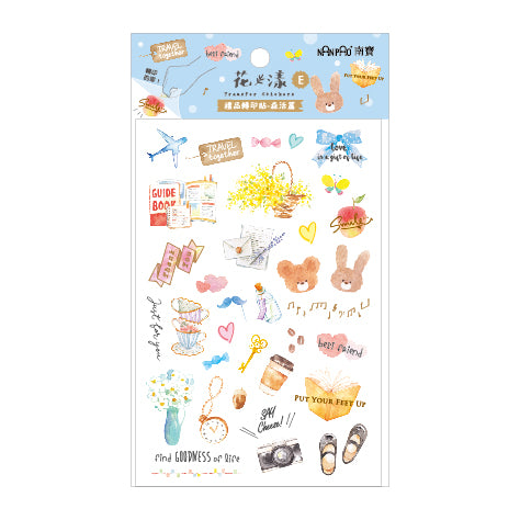 NanPao Watercolor Transfer Print-On Sticker Sheet Pattern E