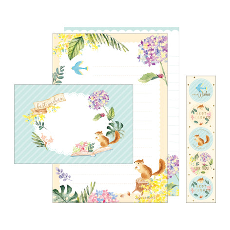 NanPao Watercolor Squirrel and Plants Stationery Letter Set