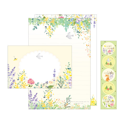 NanPao Watercolor Bird and Plants Stationery Letter Set