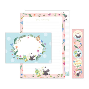 NanPao Watercolor Pandas Stationery Letter Set