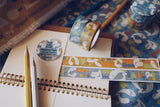a kind of cafe Voyage Blue & Yellow Washi Masking Tape Roll and Samples