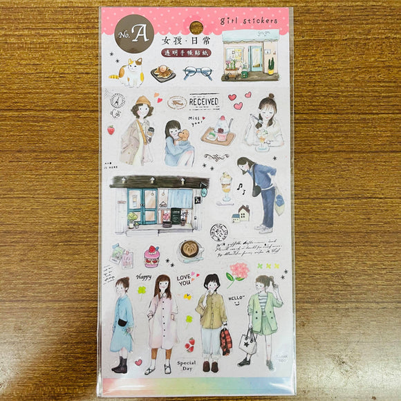 SUNNY Girls Shopping Transparent Sticker Sheet A