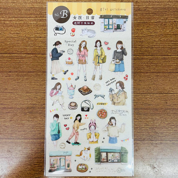 SUNNY Girls Shopping Transparent Sticker Sheet B