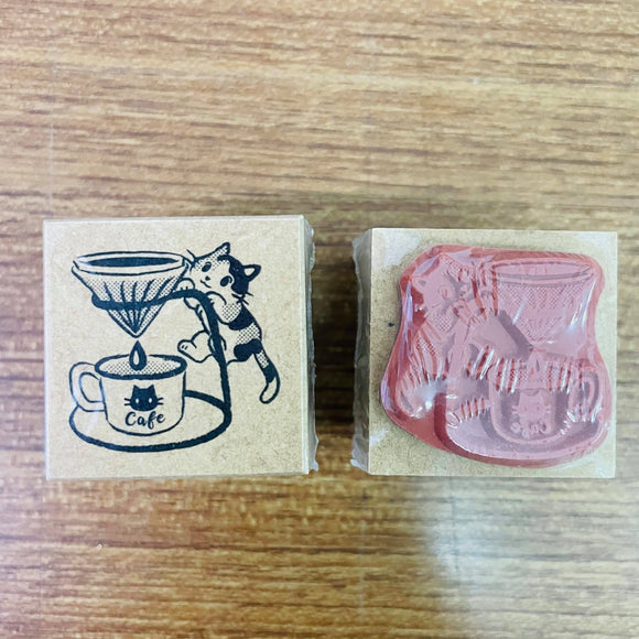 Maruco Kitten Coffee Ver 2. Rubber Wood Stamp