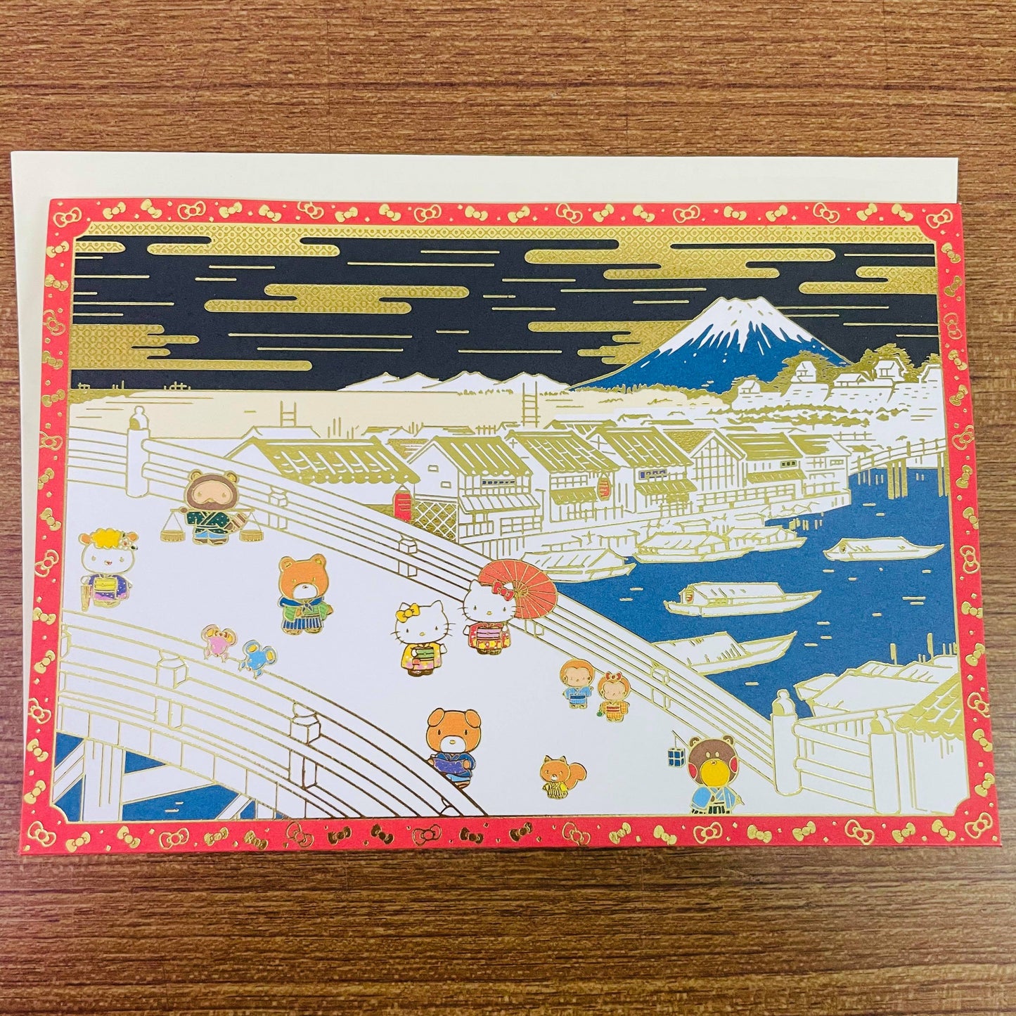 Hello Kitty 3D Tsunami Gold Foiled Card