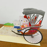 Hello Kitty 3D Japanese Rickshaw Card