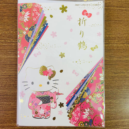 Hello Kitty 3D Japanese Paper Crane Gold Foiled Card