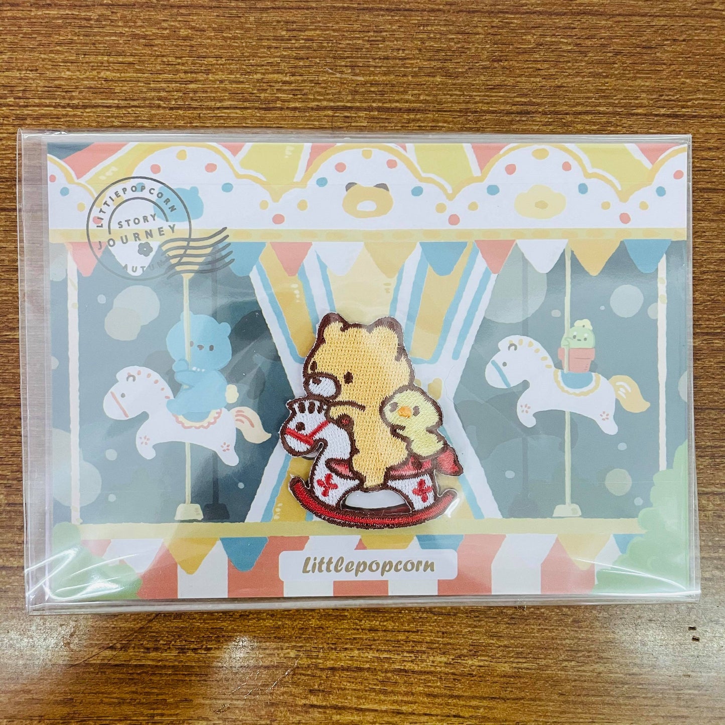 Little Popcorn Fabric Patch Embroidery with Postcard