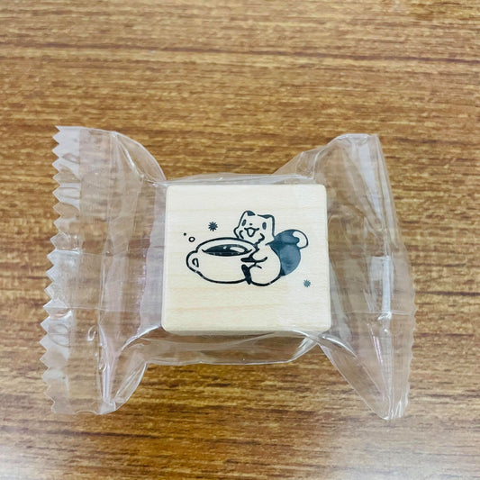 Kitsunebiyori Drinking Wood Rubber Stamp