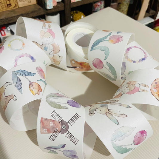 Polly Terrace City Pattern Flower Dance Tape Roll and Samples