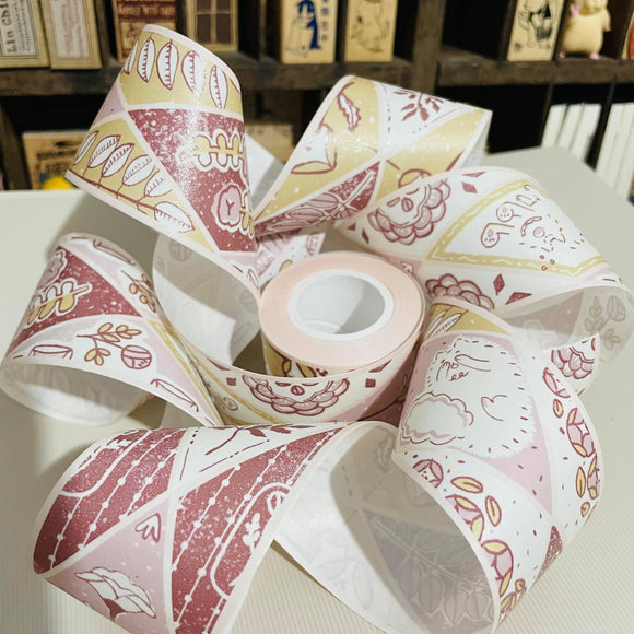 Polly Terrace City Pattern Rose Garden Red Tape Roll and Samples