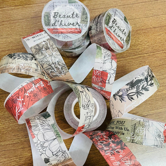 a kind of cafe BeautéD'Hiver Washi Masking Tape Roll and Samples