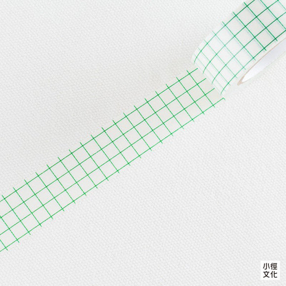 Classiky Grid Green 18mm Washi Masking Tape Full Roll