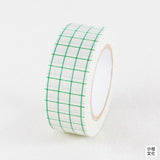 Classiky Grid Green 18mm Washi Masking Tape Full Roll