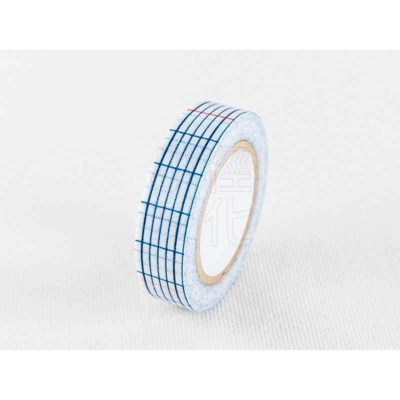 Classiky Grid Blue 12mm Washi Masking Tape Full Roll