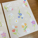 Cookie Story Flower Postcard Sticker Sheet Set