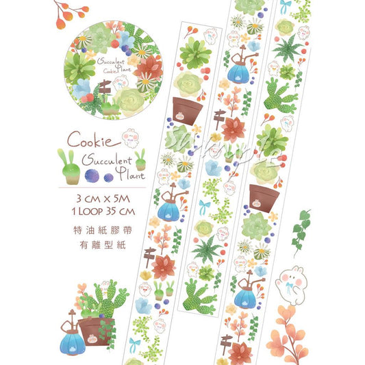 Cookie Succulent Plant Washi Tape Roll and Samples