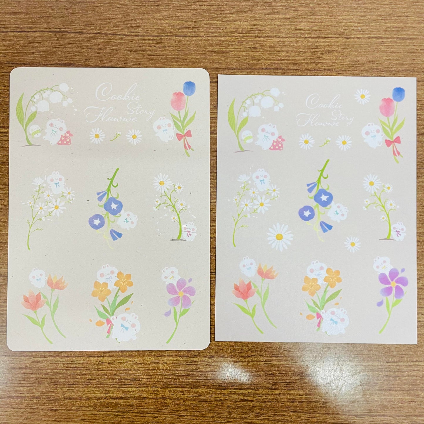 Cookie Story Flower Postcard Sticker Sheet Set