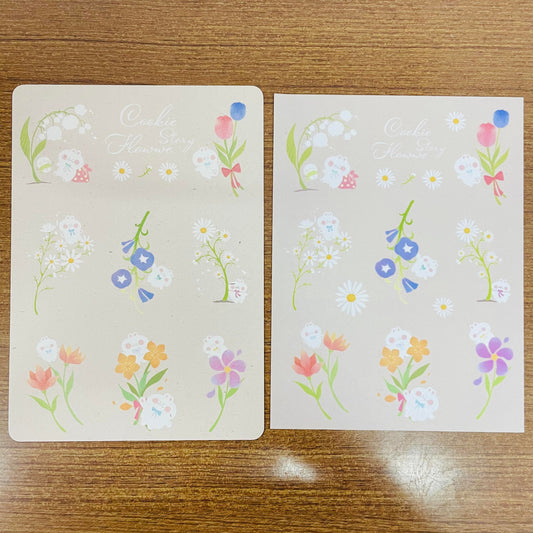 Cookie Story Flower Postcard Sticker Sheet Set
