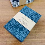 Yamazoe Letterpress Memo Paper Dark Blue Box and Samples