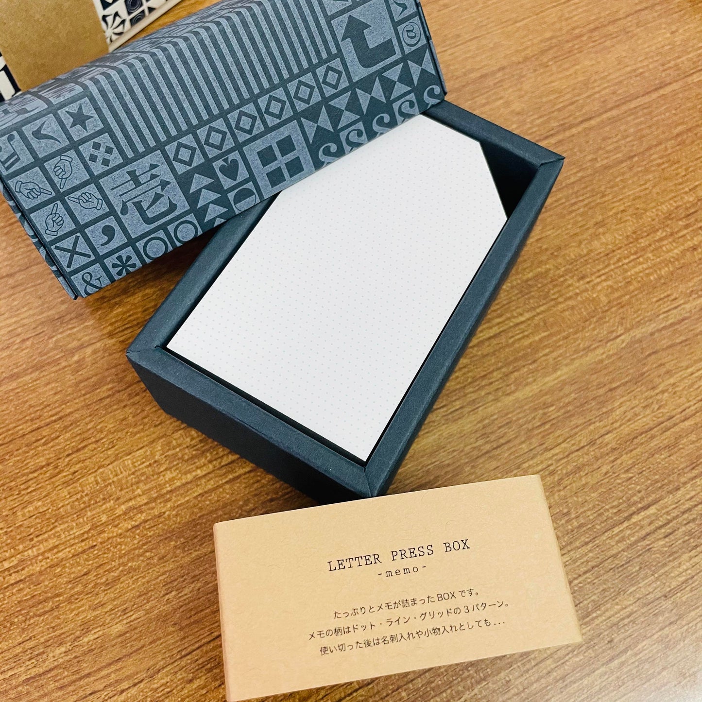 Yamazoe Letterpress Memo Paper Dark Blue Box and Samples