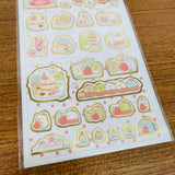 Sumikko Gurashi Gold Foiled Strawberry Desserts Sticker Sheet