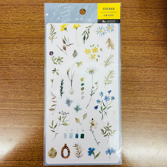 BERG X Pion Watercolor Flowers Ver 3 Transparent Sticker Sheet
