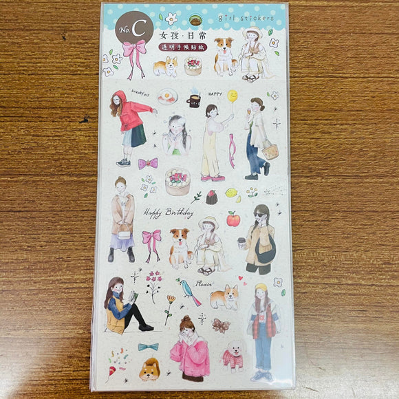SUNNY Girls Daily Life Transparent Sticker Sheet C