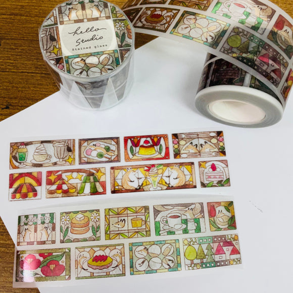 Hello Studio Bon Stained Glass PET Masking Tape Roll and Samples