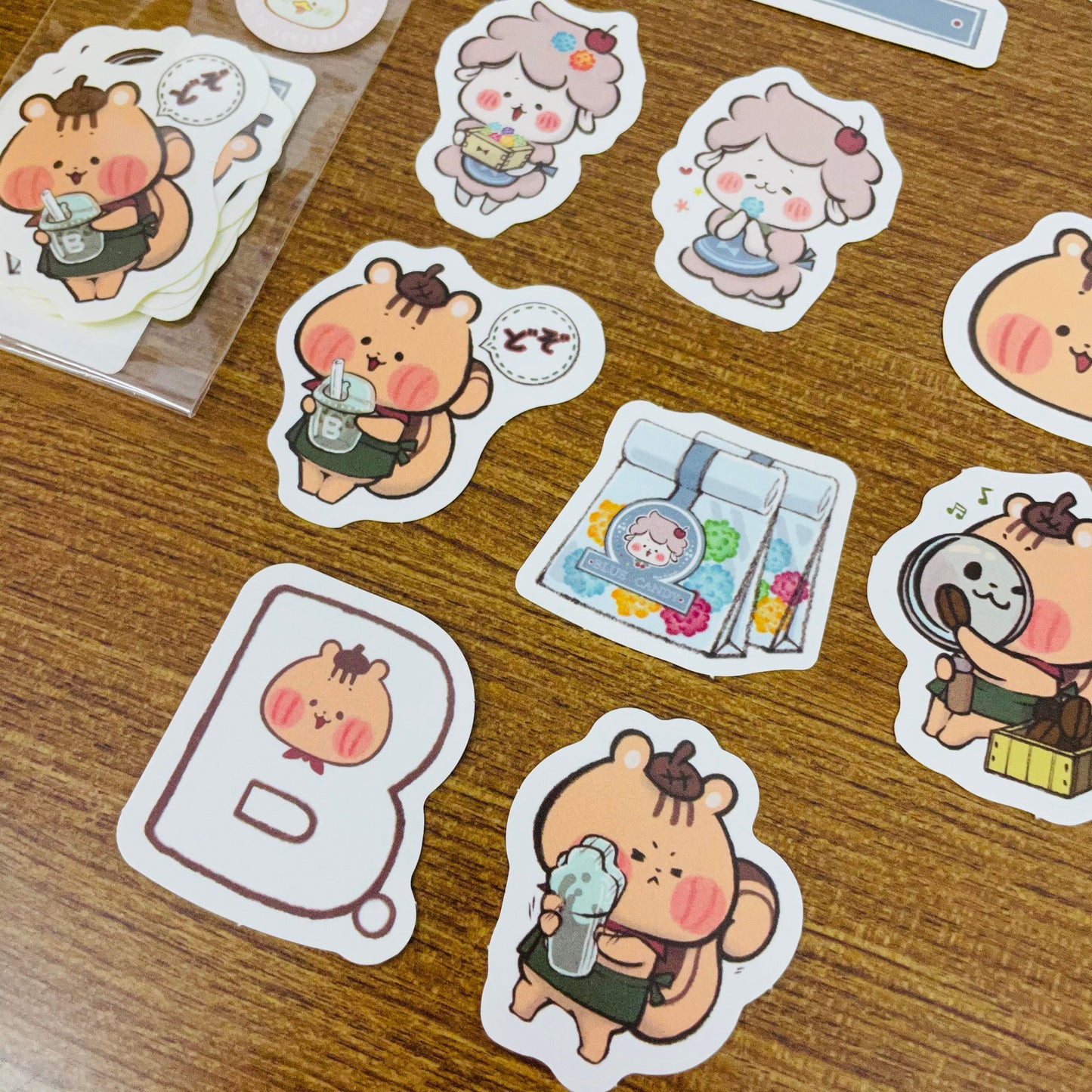 Blue Friends Maid Sticker Flakes Pack
