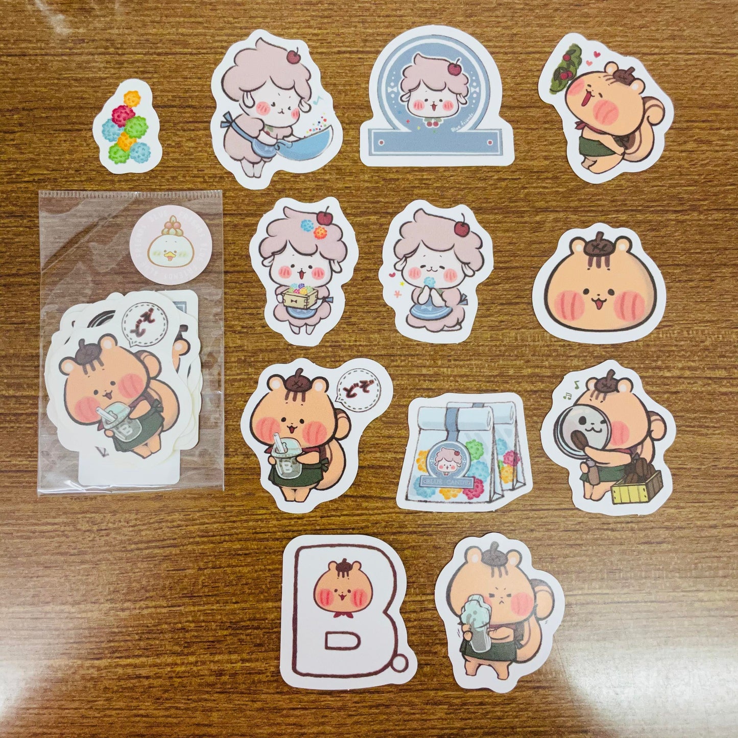Blue Friends Maid Sticker Flakes Pack