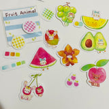 Thea Illustration Fruit Animal Sticker Flake Pack