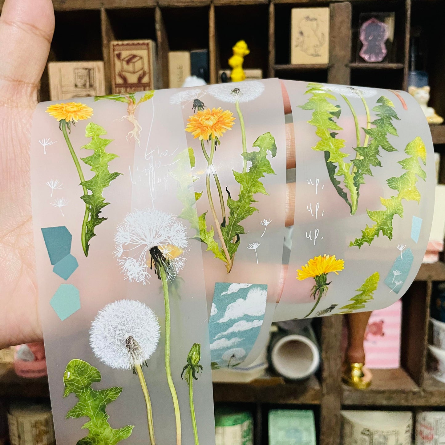 somesortoffern Dandelion PET Washi Masking Tape Roll and Samples