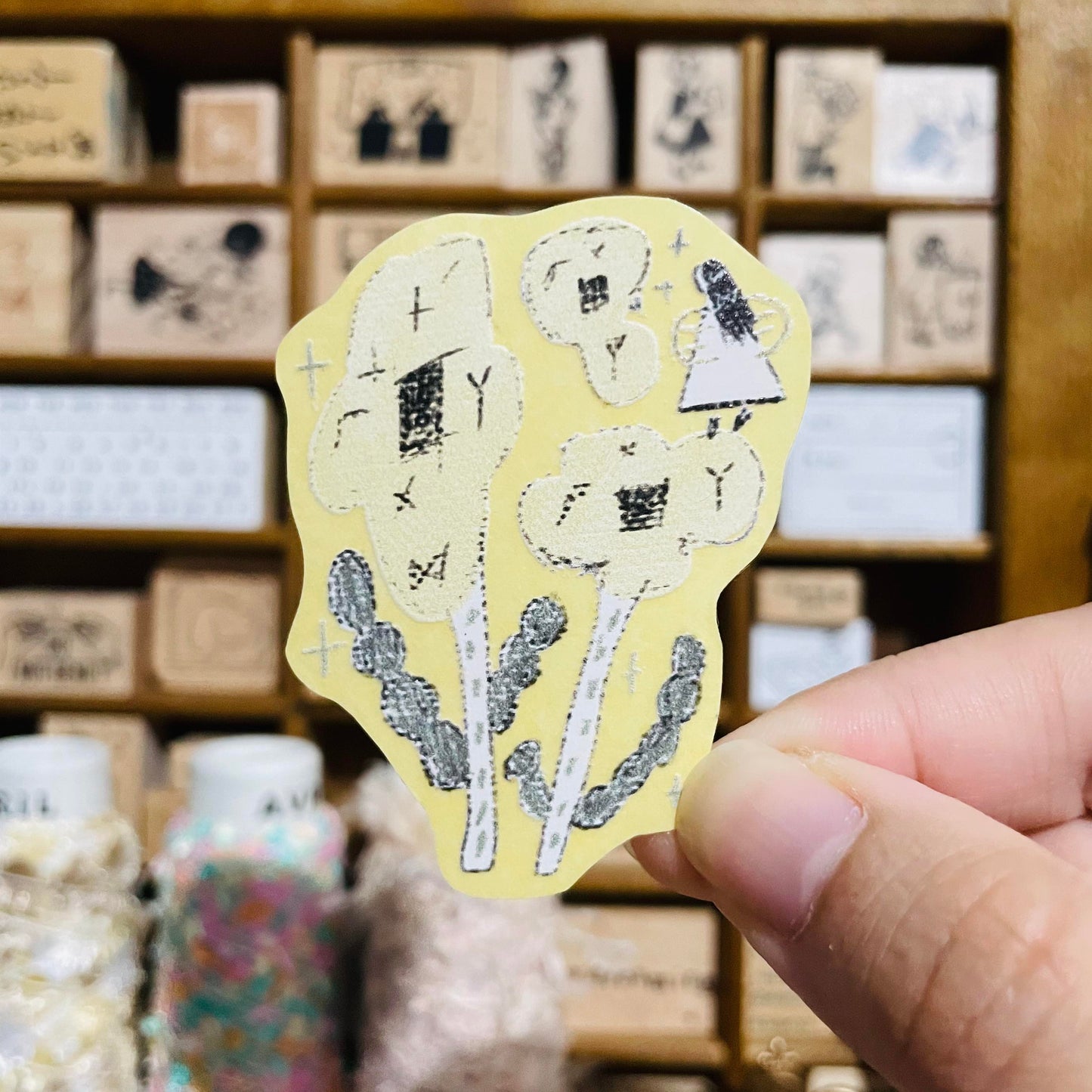 misshoegg Market-only Waterproof White Flowers Sticker