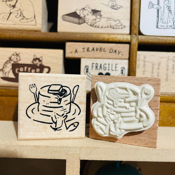 Hello Studio Pancakes Wood Rubber Stamp
